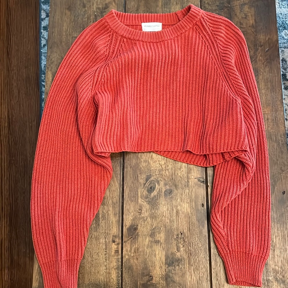 Victoria + Sophia Cropped Orange Sweater Size S